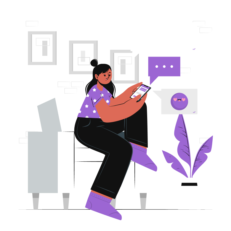A person sitting in an armchair sending messages on their phone